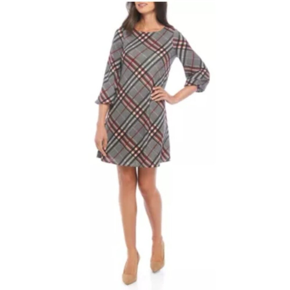 Jessica Howard Dress 3X Plaid Long Sleeve Stretch Career Church NEW Washable NEW